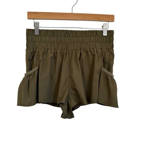 Free People Movement Womens Get Your Flirt On Shorts Sz Small Green Pockets