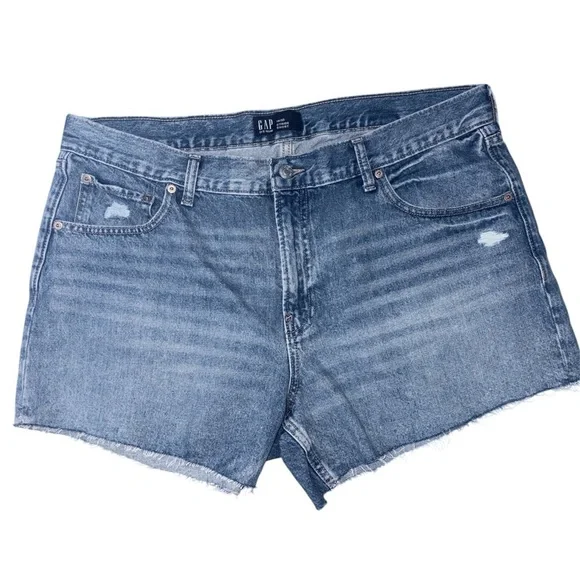 Gap Denim Mid Rise Stride Short Cut Off Shorts In Medium Wash Women’s Size 16/33