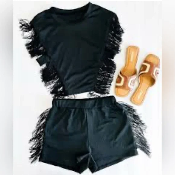 Black‎ Fringe Women's Shorts
