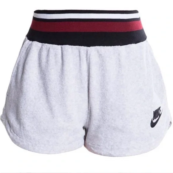 Nike Terrycloth Shorts Gray Black Red Side Stripe Women’s Size Medium