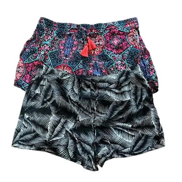 2 Pairs Size XL Gap Drawstring Tropical Print Tassel Tie Shorts