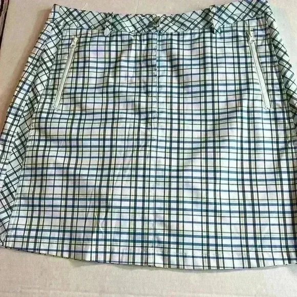 Nivo by Lanctot Golf Skirt with under shorts yellow and blue plaid size 10 skort