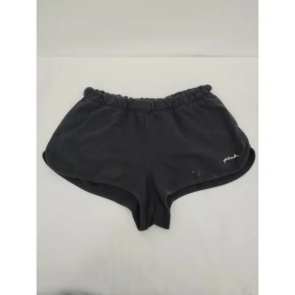 Pink Victoria's Secret Black Booty Shorts Loose Fit Elastic Waist Pockets XL
