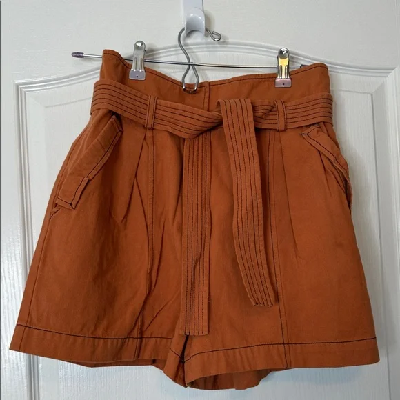 Current Air High Waisted Belted Shorts Orange Small