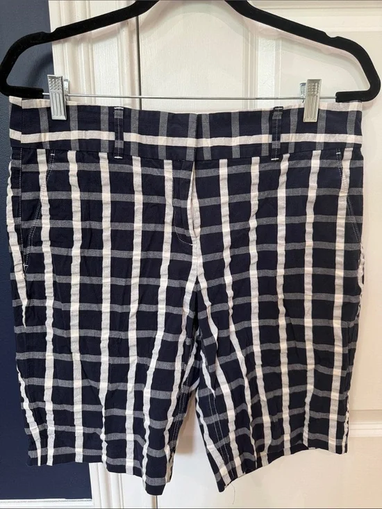LOFT Navy and White Plaid Shorts - Marisa