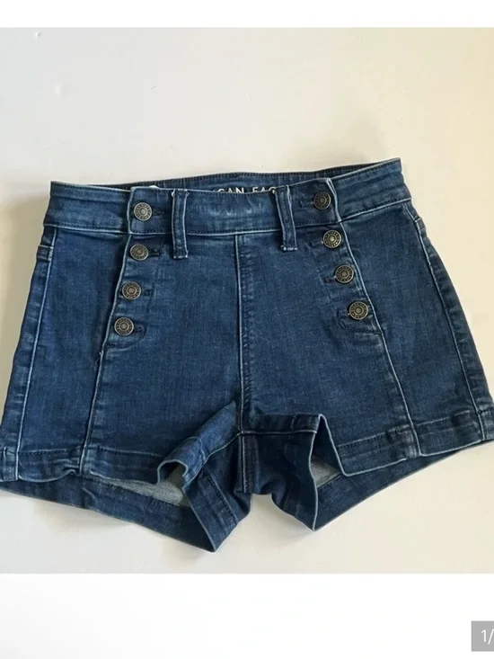 American Eagle Hi Rise Sailor Denim Jean Shorts Size 2