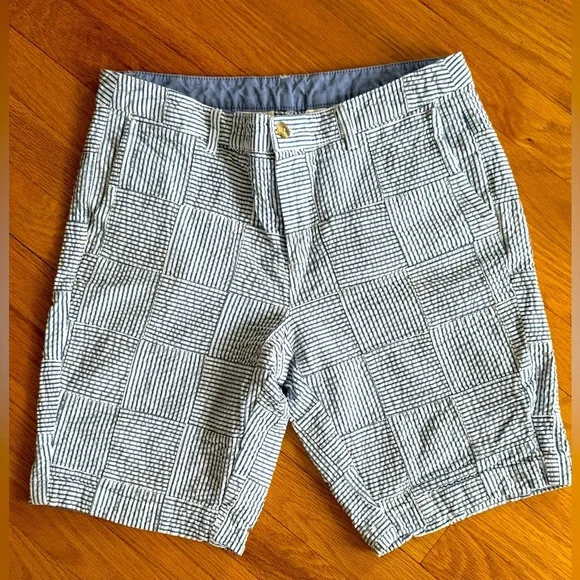 L.L Bean Seersucker patchwork Bermuda shorts. Favorite Fit
