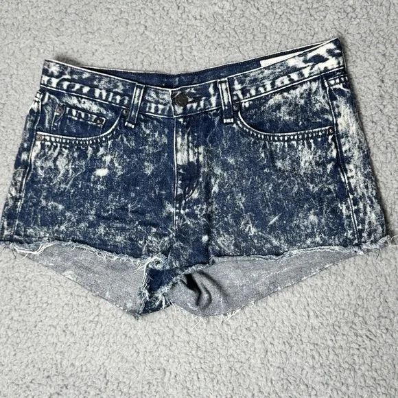 Rag & Bone Jean Shorts Cutoff In Blue Acid Wash Size 27 Jean Denim Boyfriend Hot