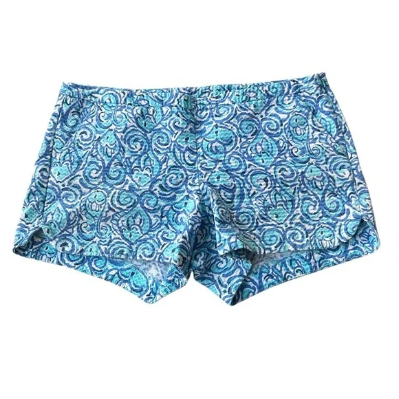 Lilly Pulitzer Adie Shorts Cotton Resort White Chasing Tail Blue Fish 2