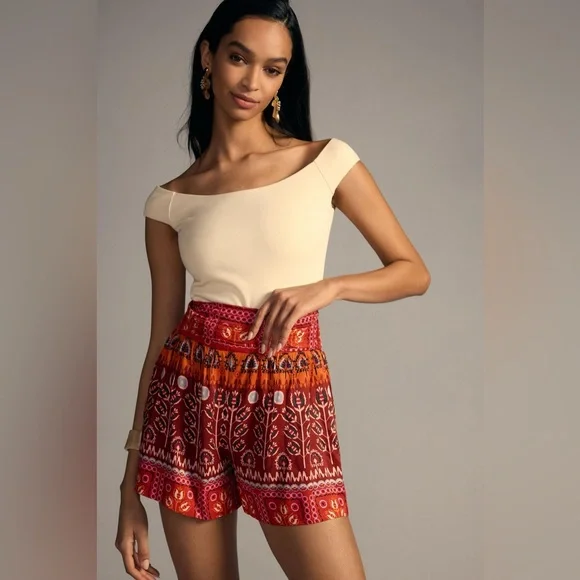 Anthropologie Ruched Wide-Leg Shorts