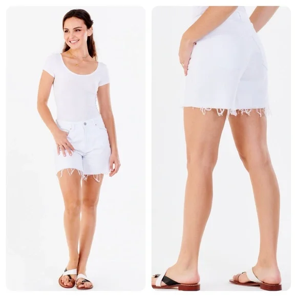 NEW! Dear John Optic White Denim Remi Super High Rise Shorts