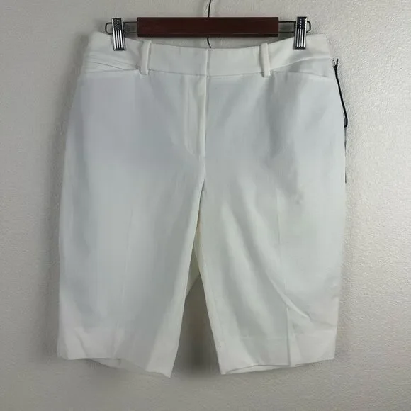 White House Black Market Women's Size 8‎ Dressy Bermuda Shorts Classic White New