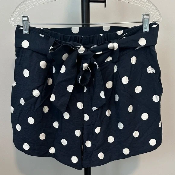 LC Lauren Conrad Navy Polka Dot High Waist Shorts