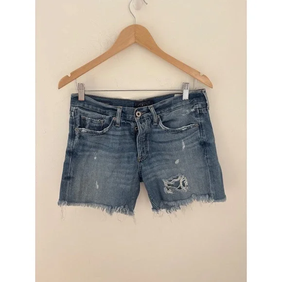Lucky Brand Denim Shorts Blue Distressed Cut Off Size 2/26 Medium Wash