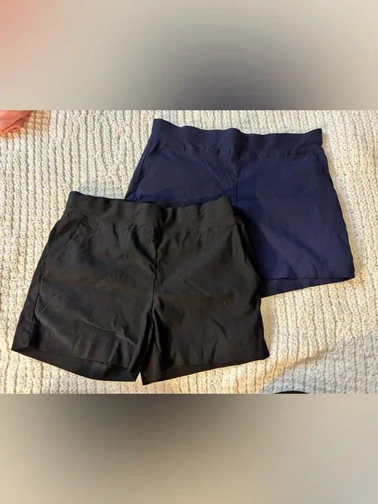 Women’s Stretch Pull-On Shorts - 2 pair Black and Navy