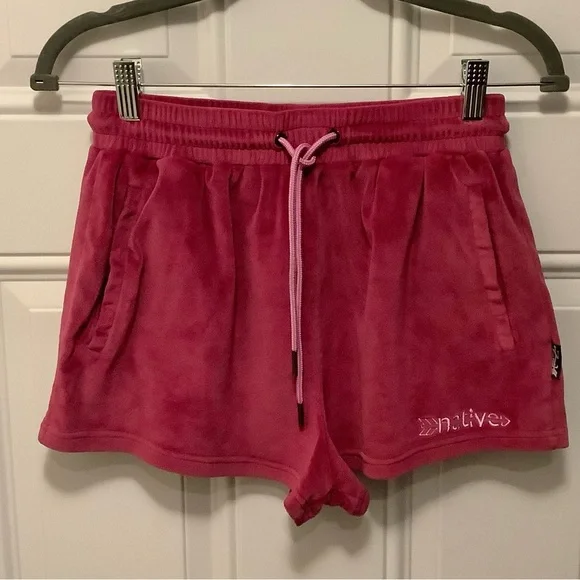 Native Language| Velour Drawstring Women’s Shorts Shorties- Raspberry Pink