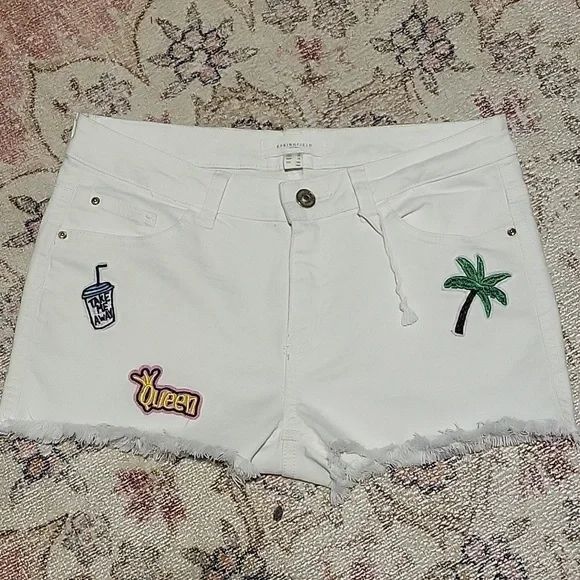 Springfield Jeans White Frayed Edge Zip Front 5-Pocket 2