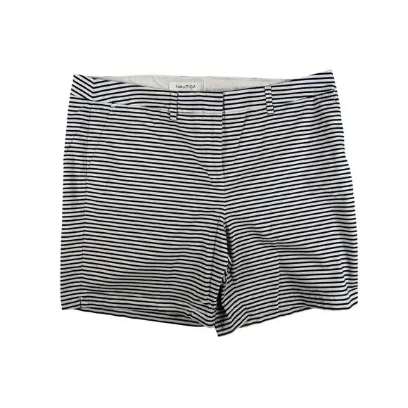 NAUTICA‎ Navy Blue White Stripe Cotton Stretch Nautical Women's Shorts size 14