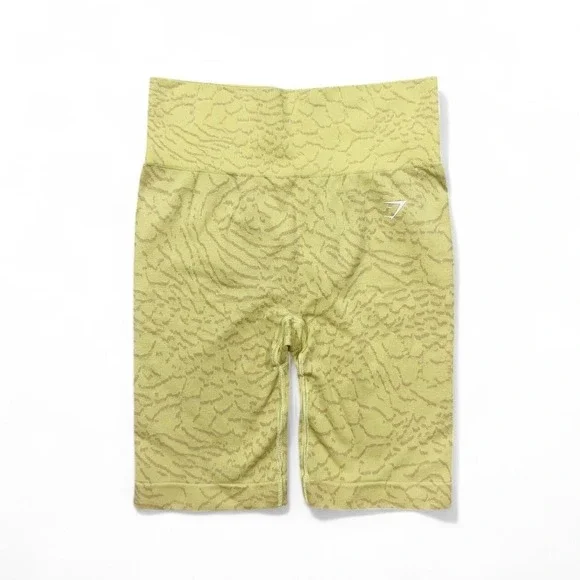 GYMSHARK Adapt Animal Yellow Seamless Biker Shorts Medium Lifting‎ Gym