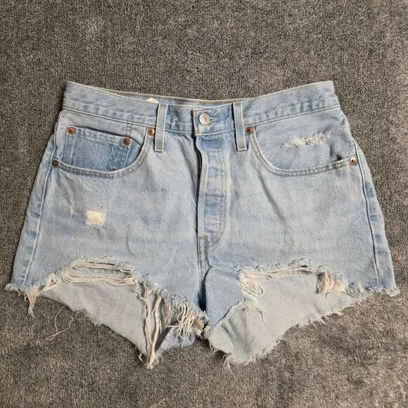 Levi's 501 Distressed Button Fly Shorts Size W30