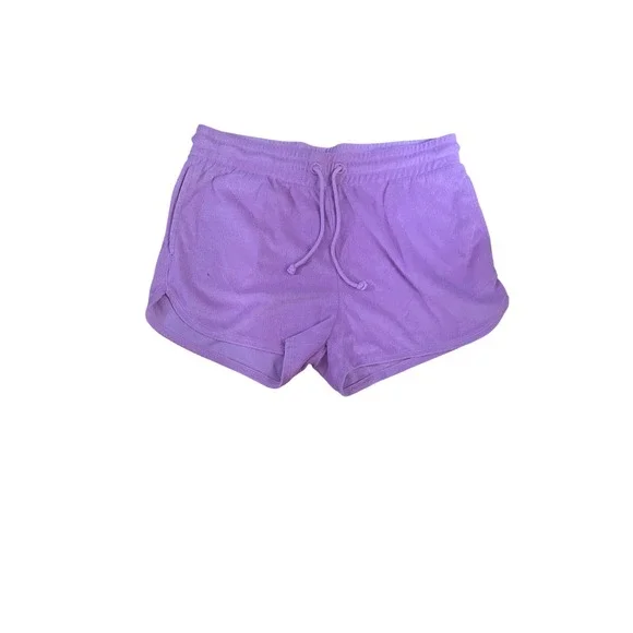 J.Crew Womens Purple Terry Cloth Drawstring Dolphin Hem Lounge Shorts Size M