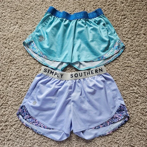 Simply Southern Preppy Cheer Shorts‎ Bundle of 2 Women's Size Medium
