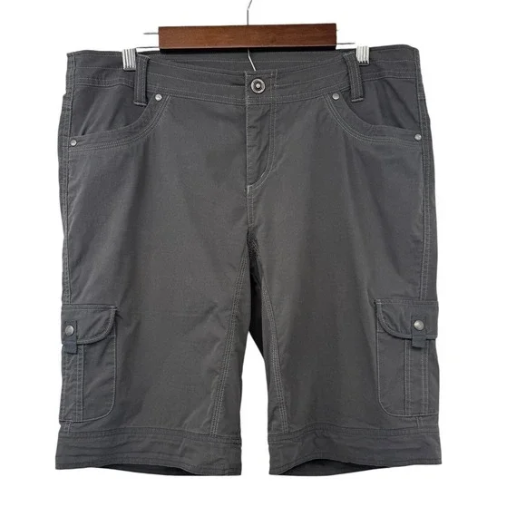 Kuhl Gray Cargo Shorts Women 14 Hiking Trail Outdoor Utility Stretch Bermuda 17S