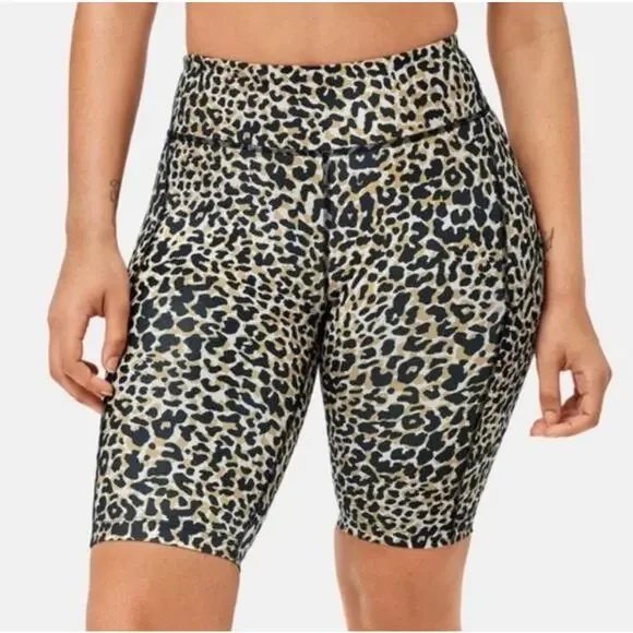 Outdoor Voices Leopard Print Bike Shorts Zoom 10 inch Athletic Workout Sz S