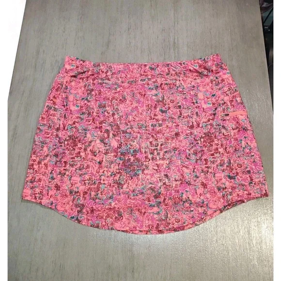 Royal Robbins Woman's XL Trim Fit Skort Pink Print Outdoor Hiking & Golfing