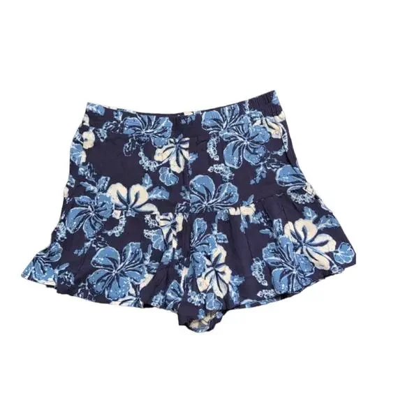 2 For $5 Sale Aeropostale Blue White Floral Ruffle Hem Shorts NWT Size XS