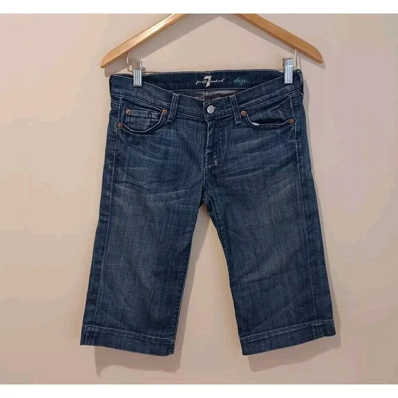 7 For All Mankind Dojo Bermuda Short Low Rise Cropped Flare Y2K 90's Blue Vtg 26