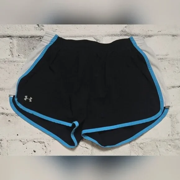 Under Armour Fly By Running Shorts Womens Small Blue White Lined Athletic