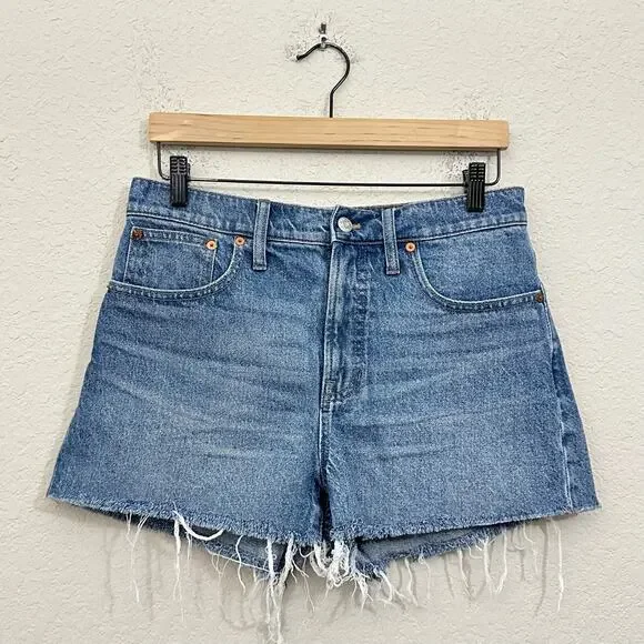MADEWELL The Perfect Jean Shorts Blue Denim High Rise Cut Off Frayed
