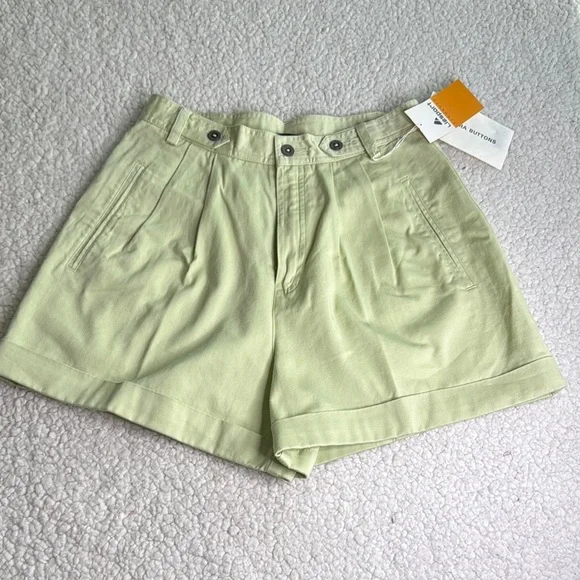 Lizsport Vintage Pleated Women's Light Green Shorts