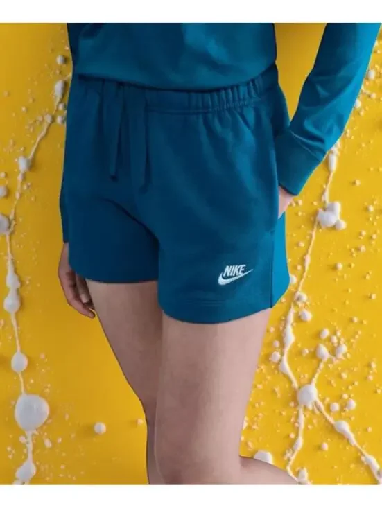 NWT $50 Women's NIKE DQ5802-301 Club Fleece Mid-Rise Shorts Green Abyss Size XS