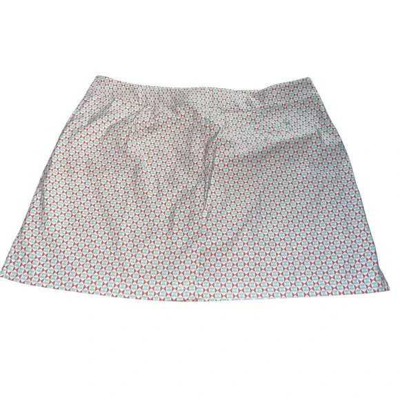 IZOD Coral & Mint Green Geometric Print Golf Skort‎ Women's Size 14 Summer