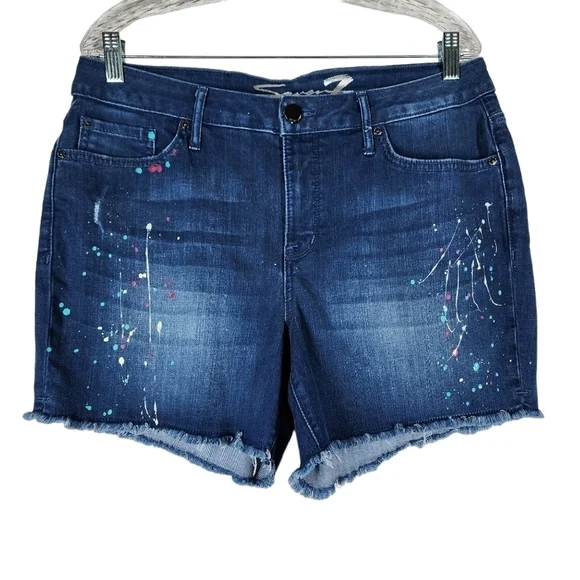 SEVEN7 EST. 1964 SPLATTER PAINT 5 POCKET DENIM SHORTS