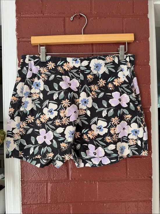 GAP Black Floral High-Waist Shorts 100% Cotton