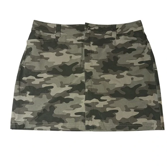 Eddie Bauer Adventurer 2.0 Skort 16‎ Green Camo Hiking Outdoor Stretch 1376858