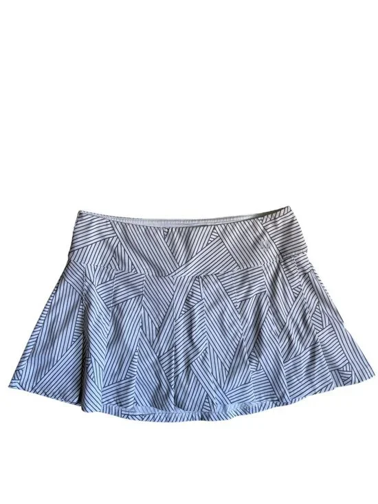 Eleven By Venus Williams Geometric Print Tennis Skirt (White & Grey) - Medium