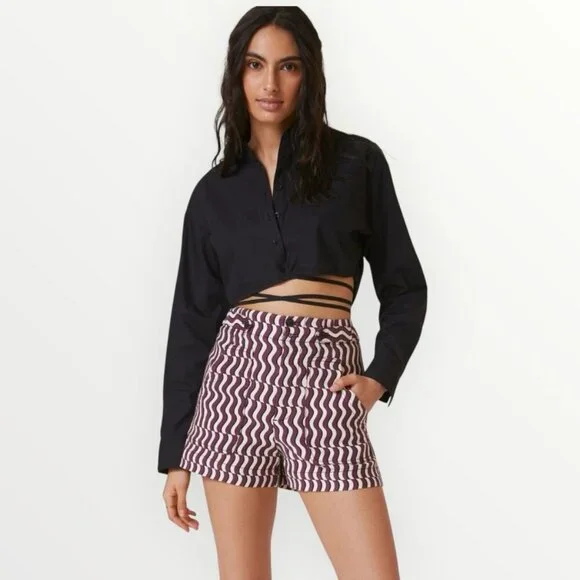 Anthropologie Maeve Wavy High Rise Shorts