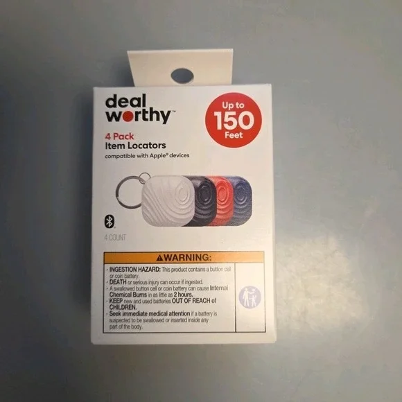 Deal Worthy Item Locator Up To 150‎ Feet Compatible With Apple Devices 4 Pack