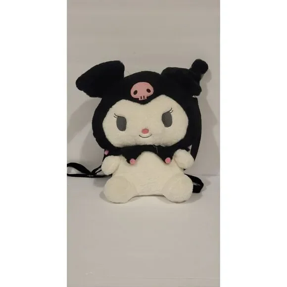 Kuromi‎ Soft Plush Stuffed Animal Adjustable Straps Backpack 11.5