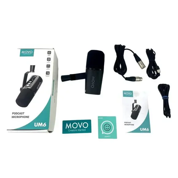 Movo UM6 Dynamic USB-C and XLR Black Podcast Microphone GainCast Used Once