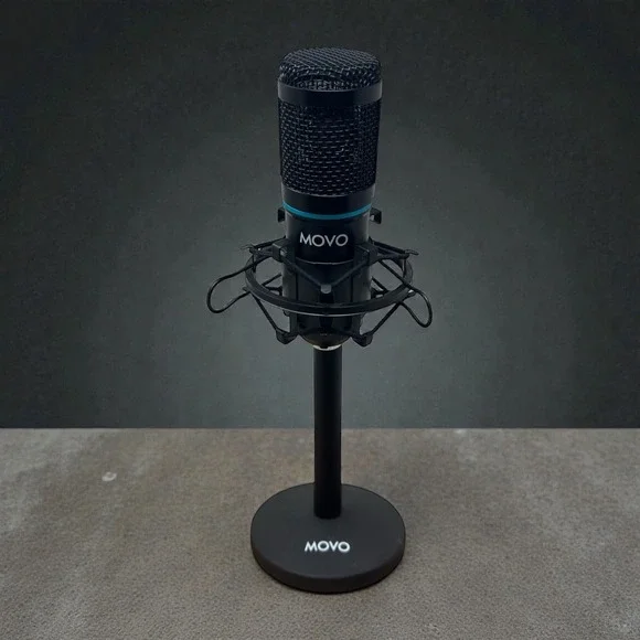 Movo Professional Condenser Microphone with Shock Mount and Desktop Stand Studio