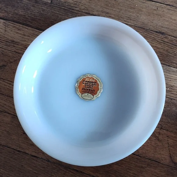 Vintage Fire King Copper Tint Ovenware Number 460 Pie Pan Brand New With Tags