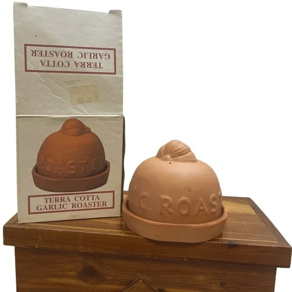 Terra Cotta‎ Garlic Roaster Kitchen Cooking Clay Cookware with Box