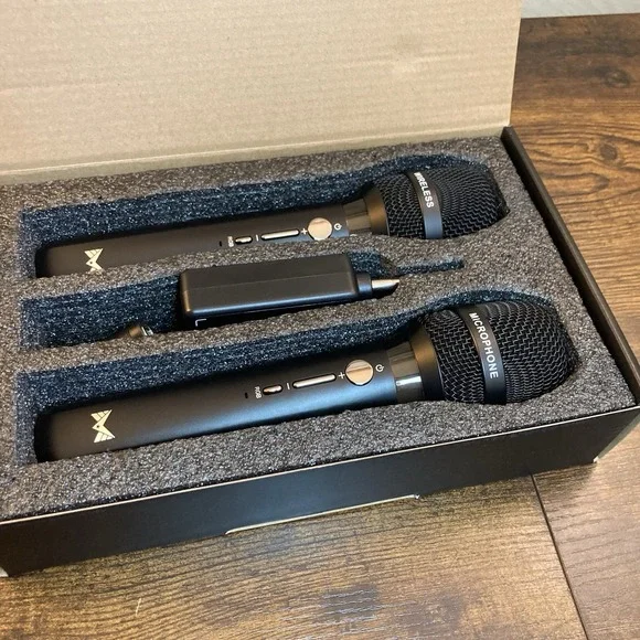 Wireless Dual Microphones 200FT Range 40H Battery Low Latency LED Karaoke Mic