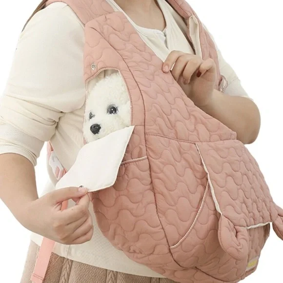 Pet Carrier Backpack Dog Cat Front Backpack Chest Carrier quilted tan cream