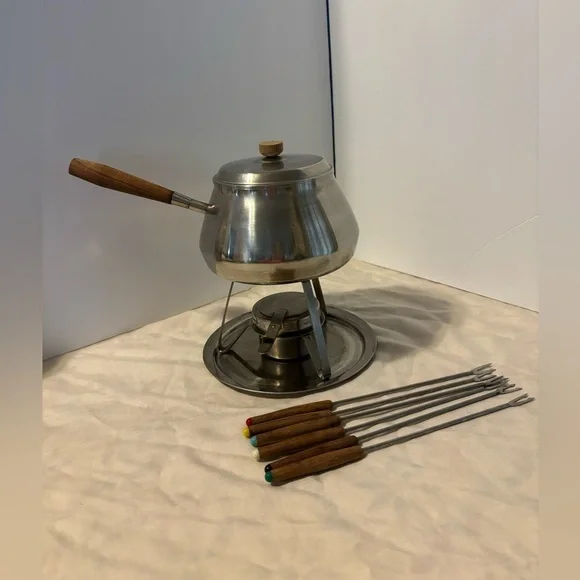 Vintage MCM Complete Fondue Set 11 Pieces by Monarch Steel Japan